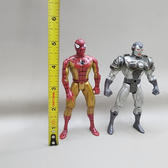 1994 Marvel Spiderman Gold & Red Web Runner Iron Man War Machine 5" Figures Lot - Picture 3 of 5